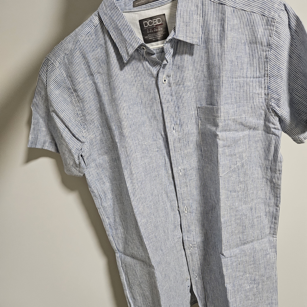DCBD Short-Sleeve Striped Button-Up Shirt in Light Blue